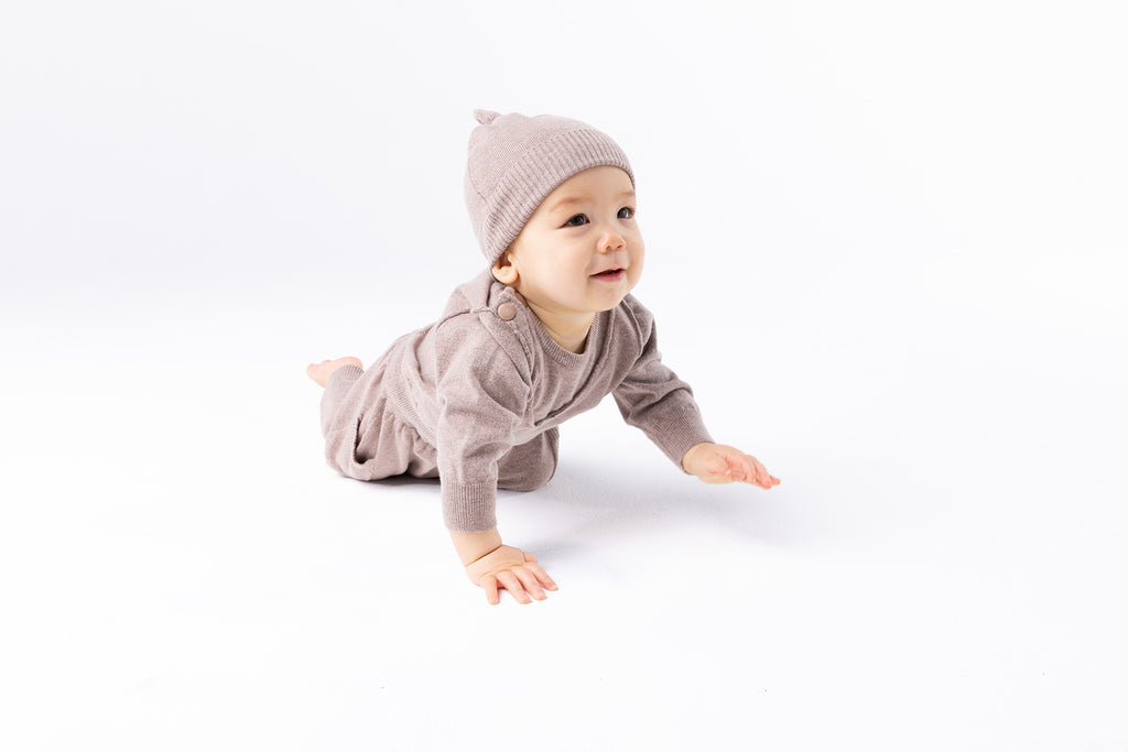 Baby Knitted Long Sleeve Top | Taupe
