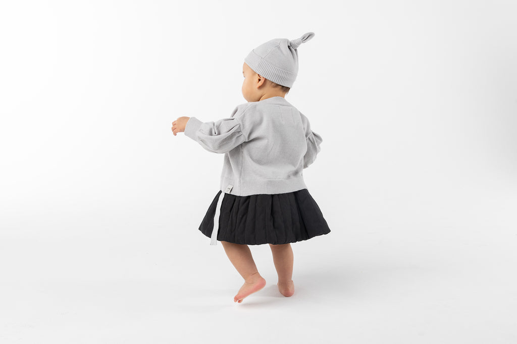 Baby Knitted Full Sleeve Cardigan - Light Grey l OM714