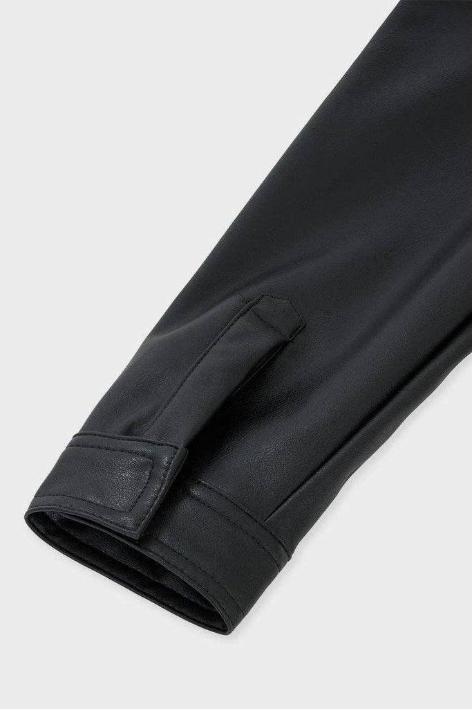 Girls Faux Leather Cropped Shirt | Black