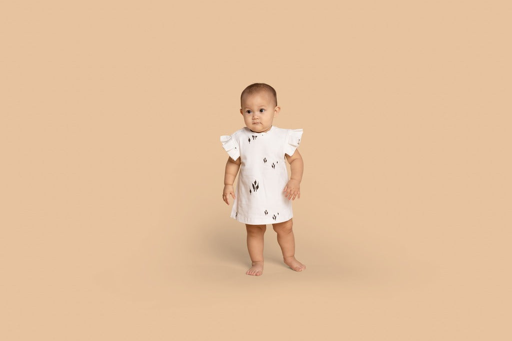 Baby Tent Dress with Box Pleated Sleeve - Off-White