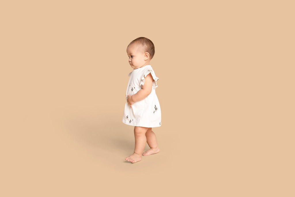 Baby Tent Dress with Box Pleated Sleeve - Off-White