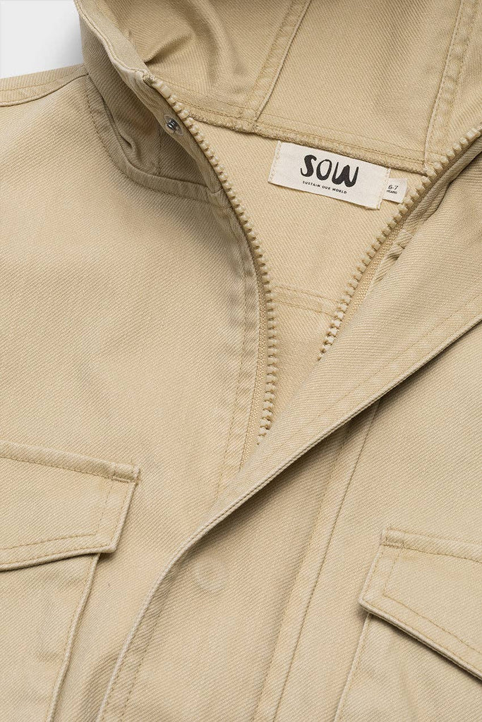 Kids Cropped Cargo Jacket | Tan