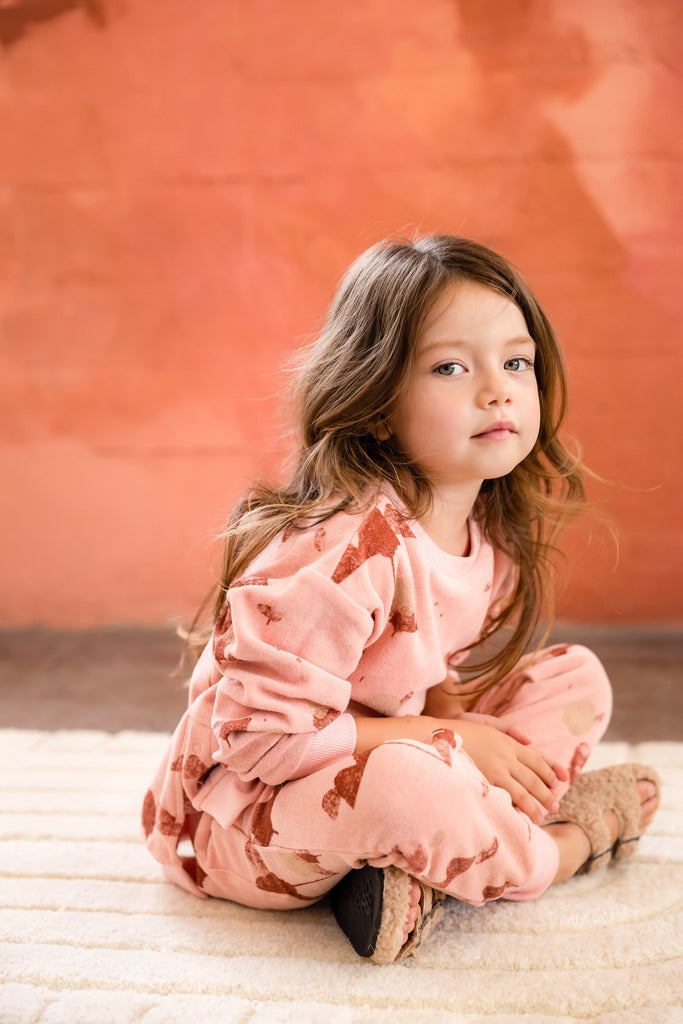 Kids Terry Joggers with Mountains Print - Peach