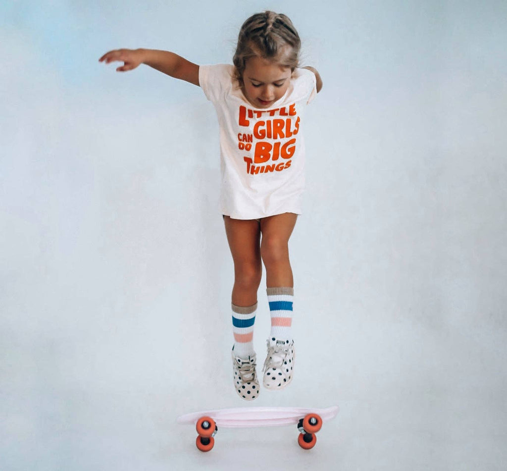 Baby and Girls Little Girls Can Do Big Things T-Shirt | White