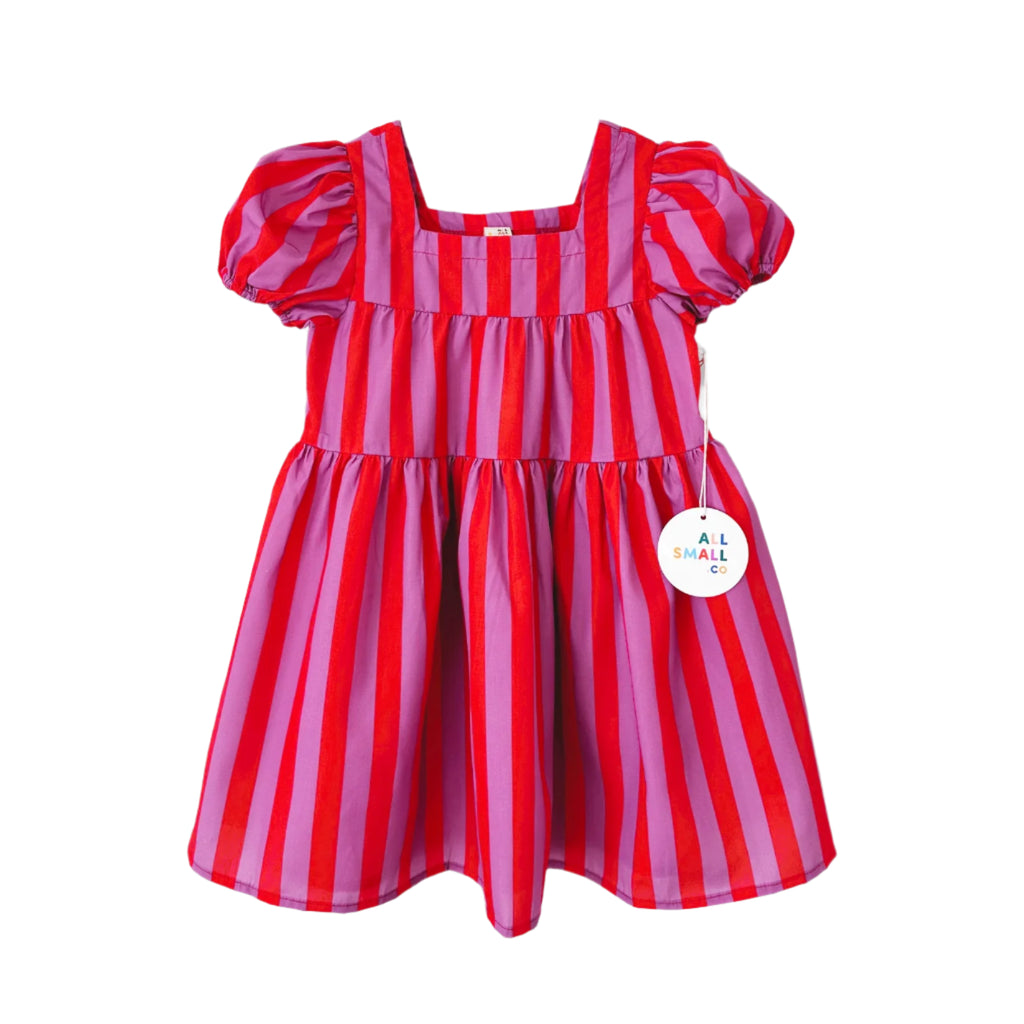 Girls Circus Stripe Dress | Red & Purple