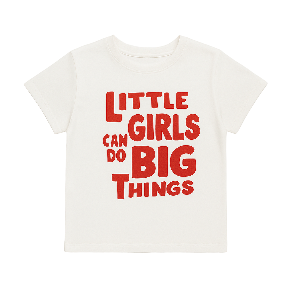 Baby and Girls Little Girls Can Do Big Things T-Shirt | White