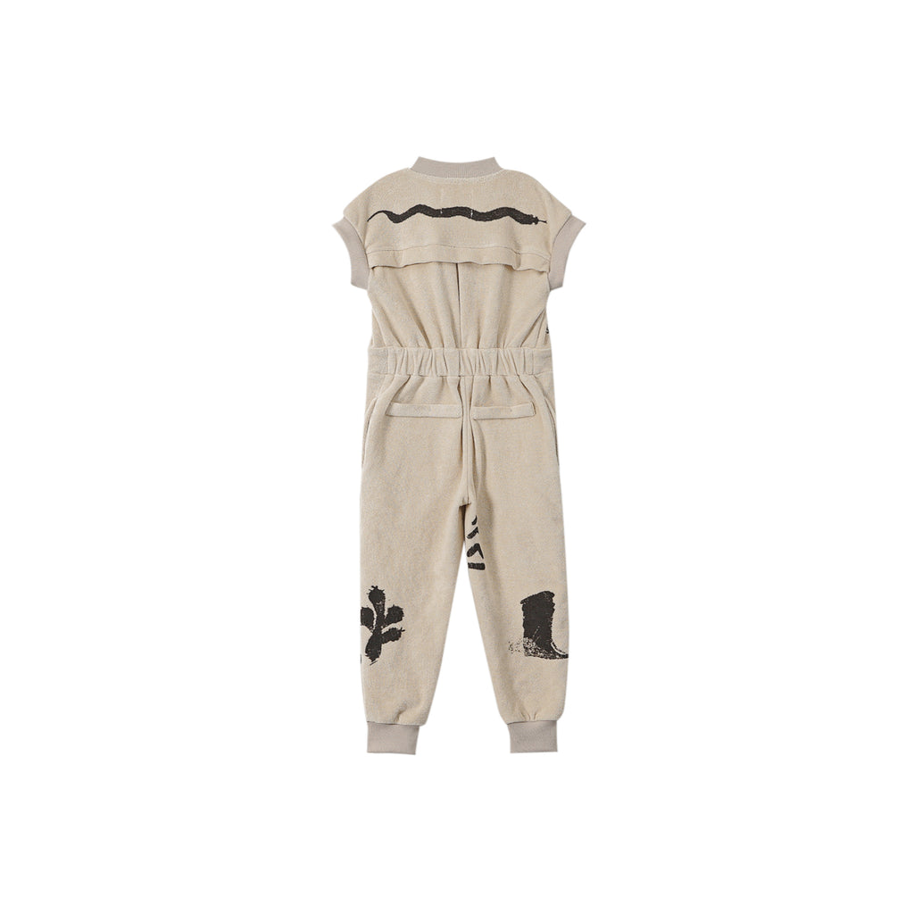 Kids Terry Flightsuit with Print - Sand | OM739