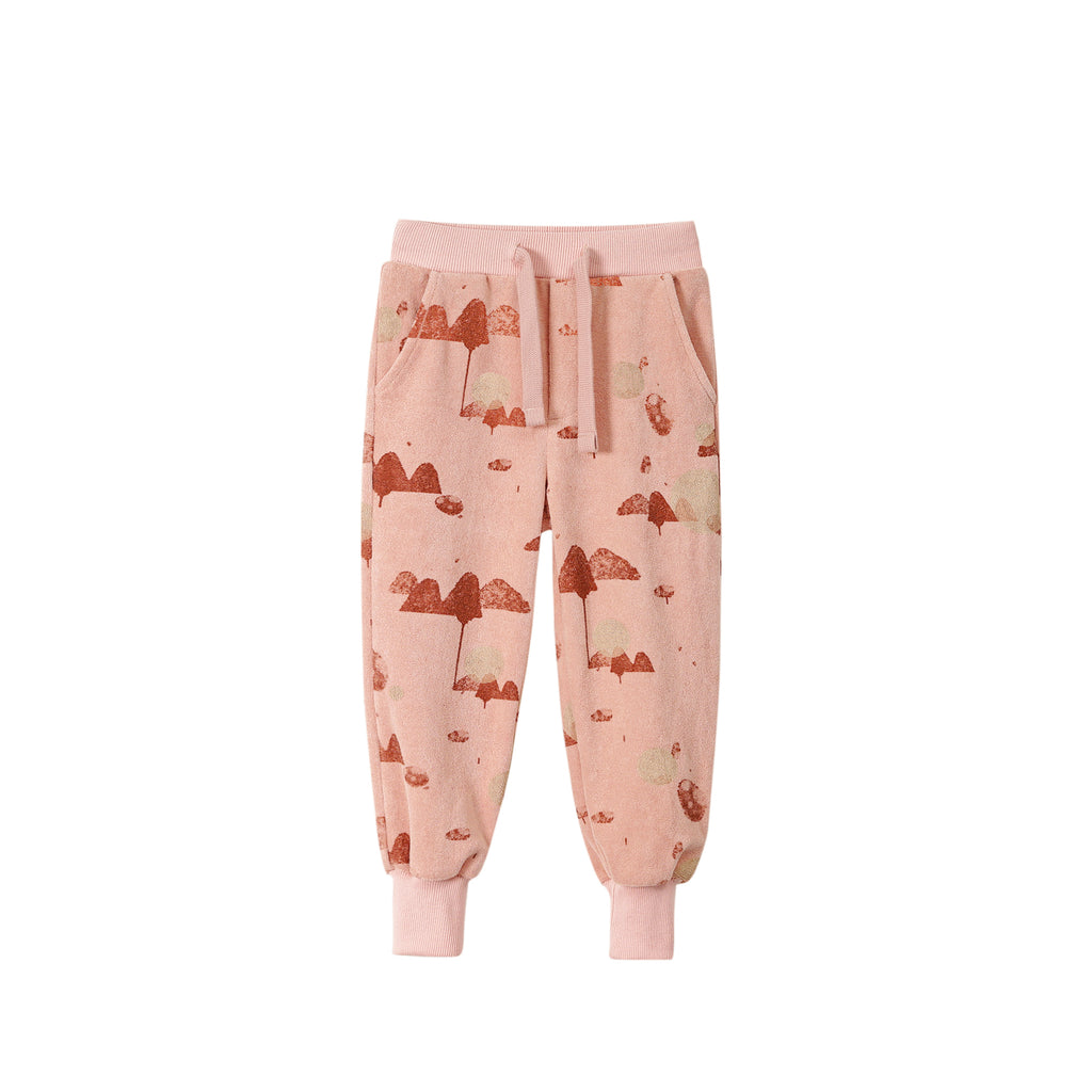 Kids Terry Joggers with Mountains Print - Peach | OM734