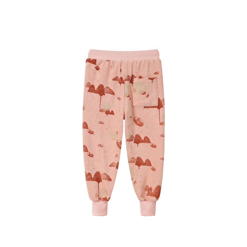 Kids Terry Joggers with Mountains Print - Peach