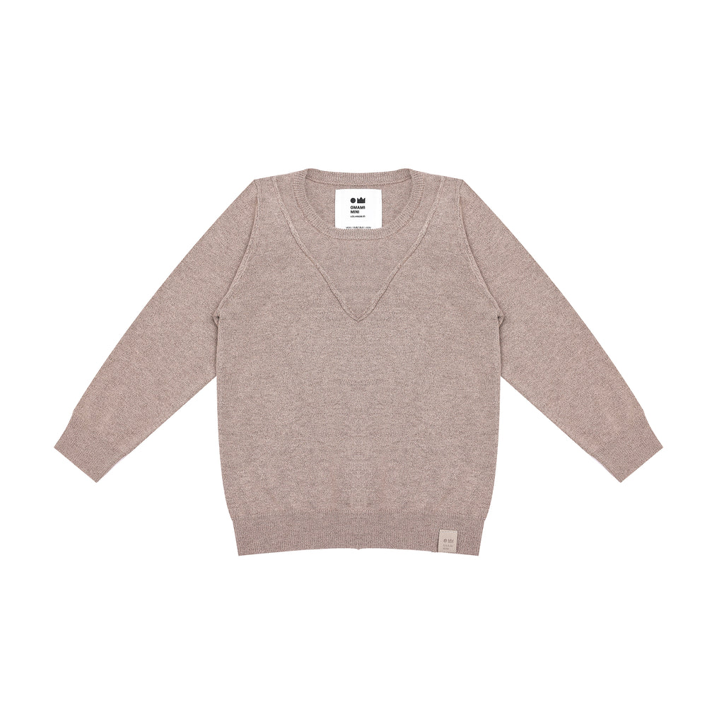 Kids Long Sleeve Soft Knit Top - Taupe l OM686