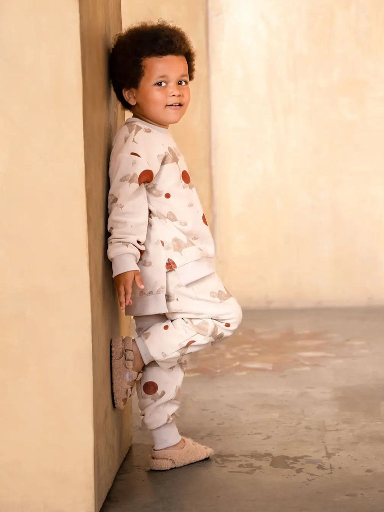 Kids Terry Joggers with Mountains Print - Sand