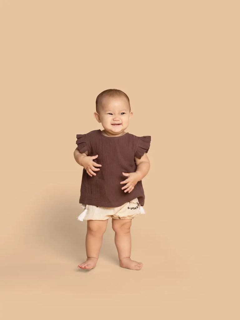 Baby Girls Gauze Bloomers with Tassels - Sand