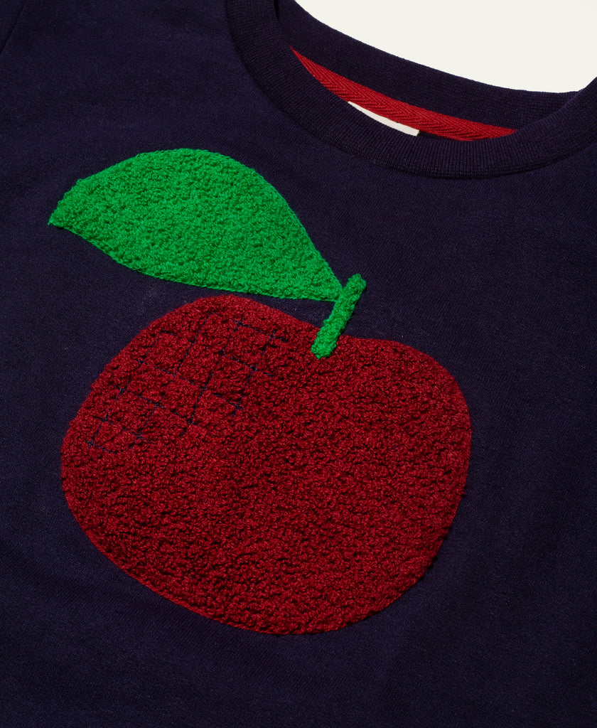 Kids Recycled Cotton Red Apple Sweatshirt | Navy