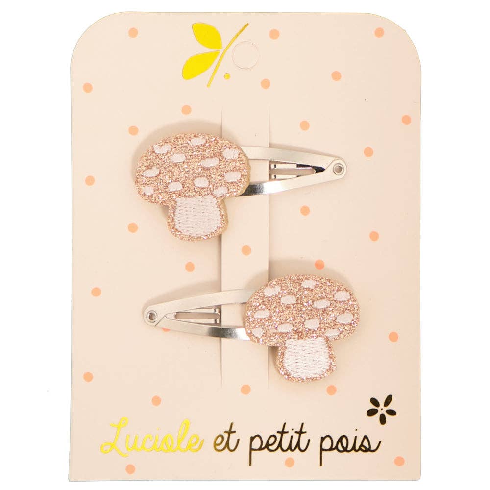Pink mushroom hair clips (pair)