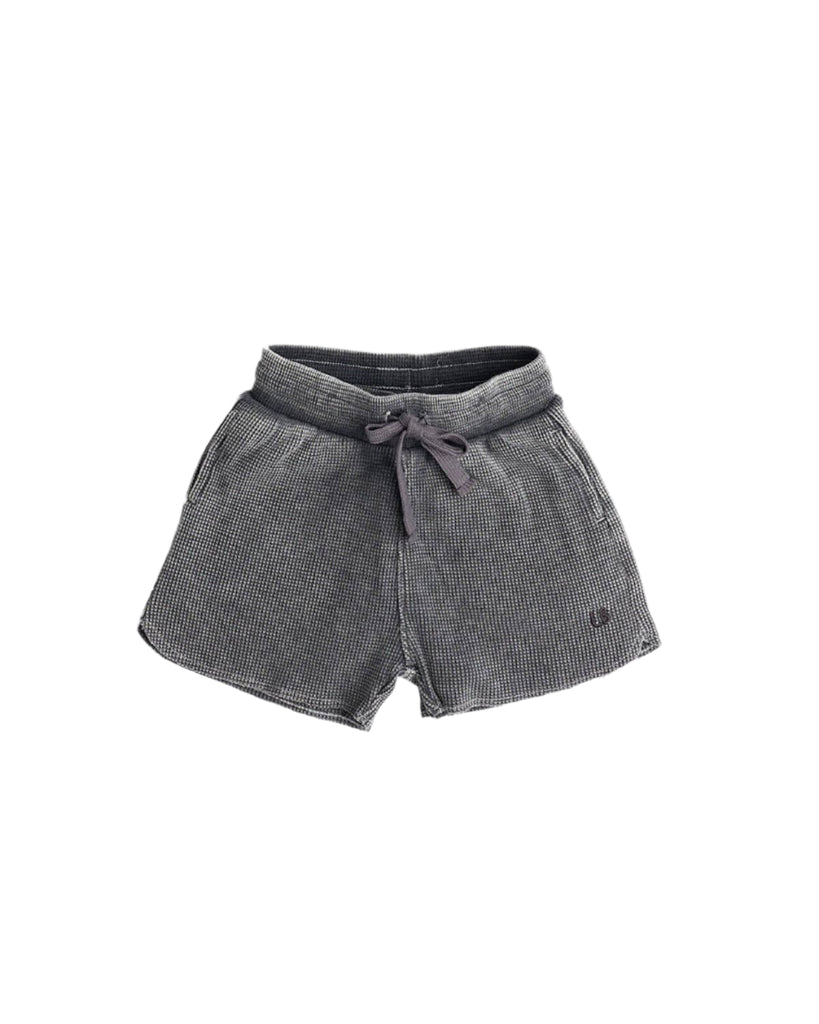 Kids Acid Wash Waffle Short | Black