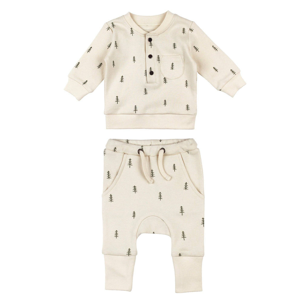 Baby Organic Henley Sweatshirt & Jogger Set | Buttercream Tree