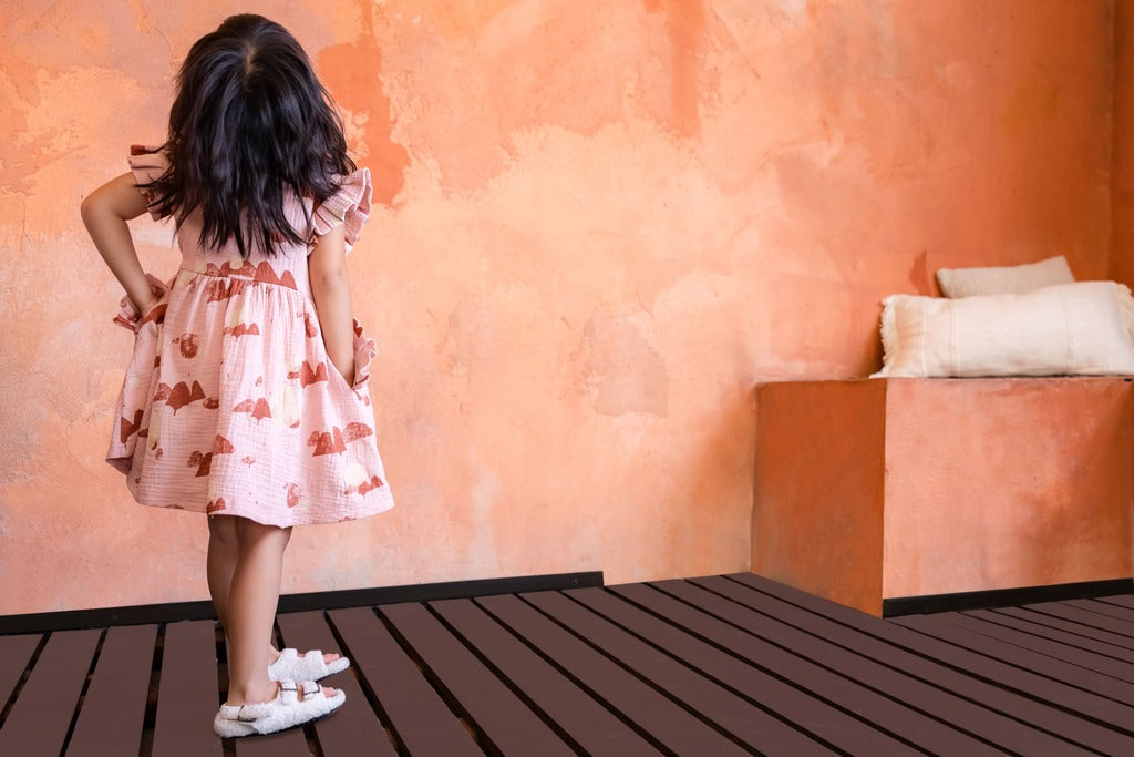 Fit & Flare Dress for Girls in Peach OMAMImini Fit & Flare Dress for Girls in Peach OMAMImini