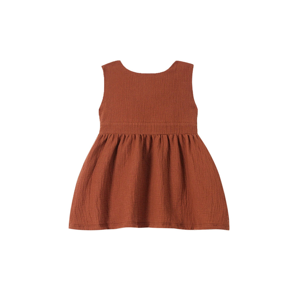 Baby Girls Gauze Pinafore Dress  - Terracotta | OM756