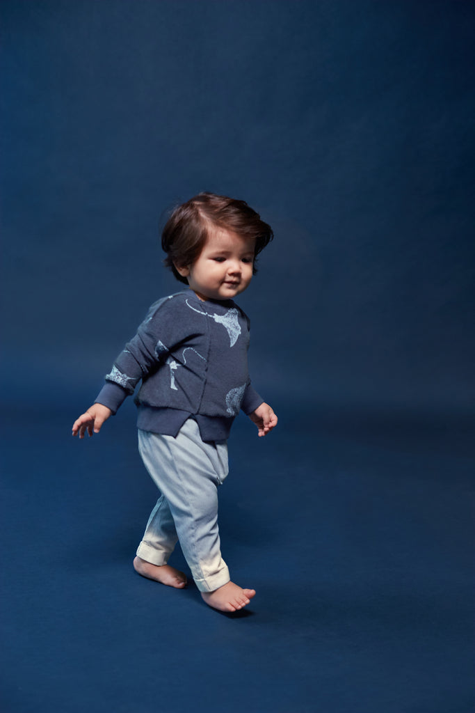 Denim Baby Joggers with Front Pleat | Light Blue