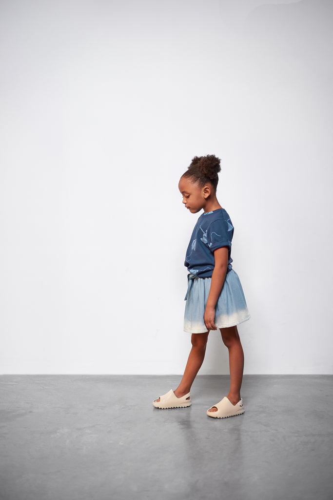 Denim Skirt with Belt | Light Blue