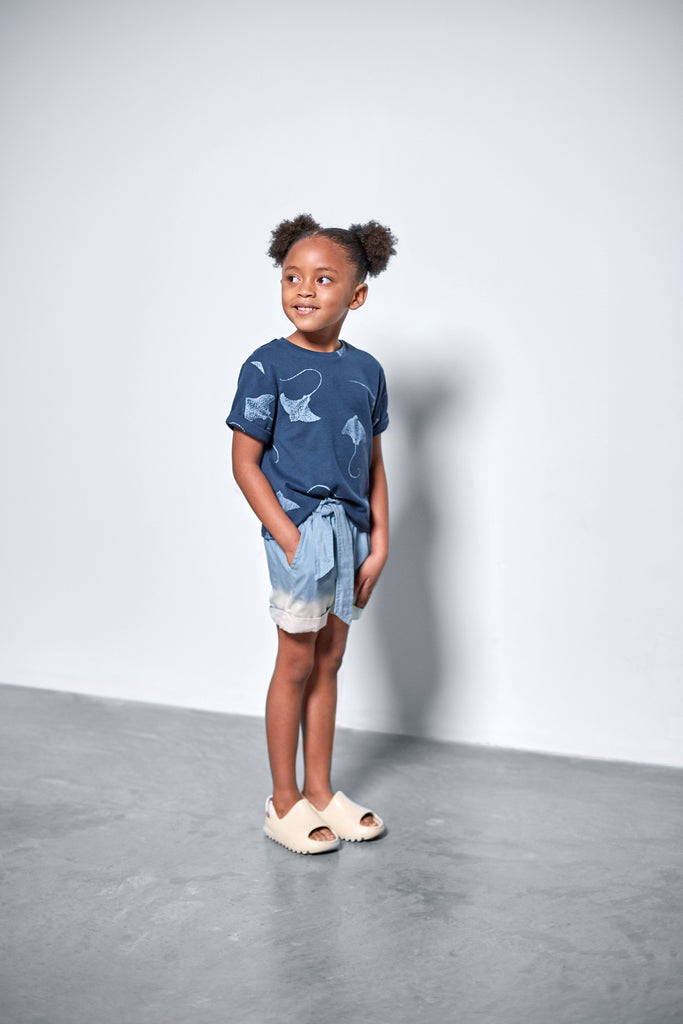 Girls Denim Shorts with Belt | Light Blue