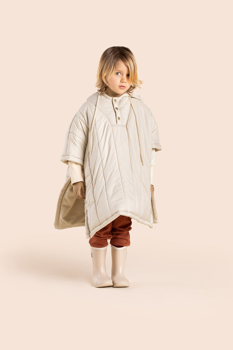 Kids Quilted Nylon Poncho l Rust OM633