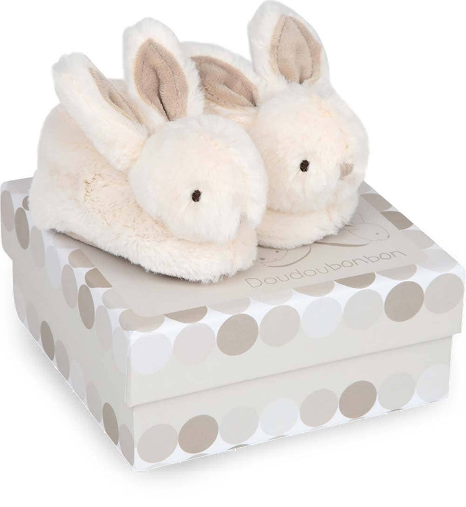 Baby Bunny Booties With Rattle | Beige
