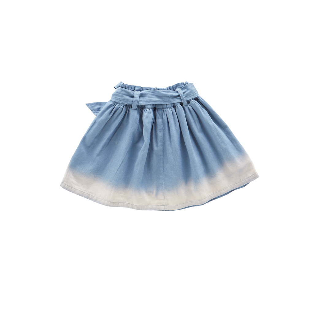 Denim Skirt with Belt | Light Blue