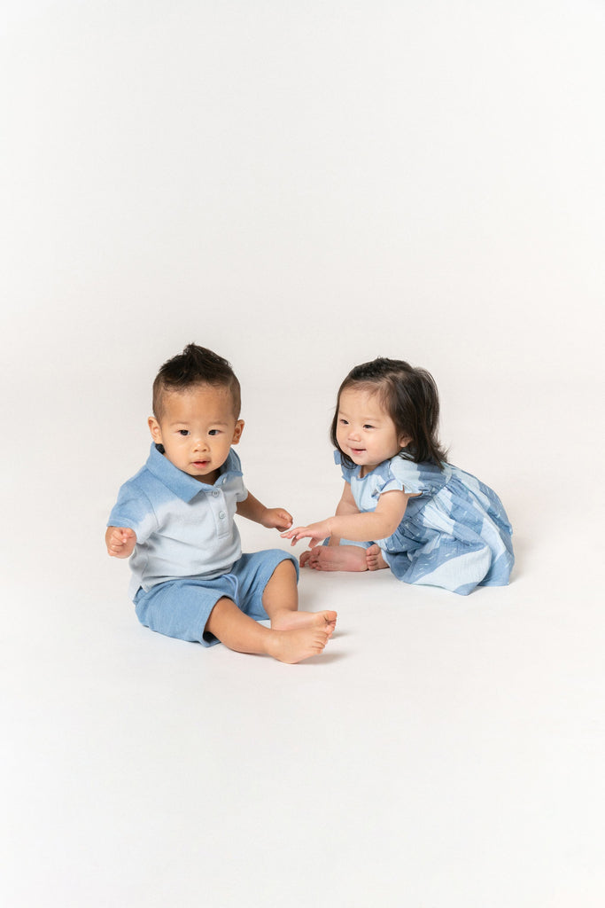 Baby Polo Shirt in Terry | Blue Ombre
