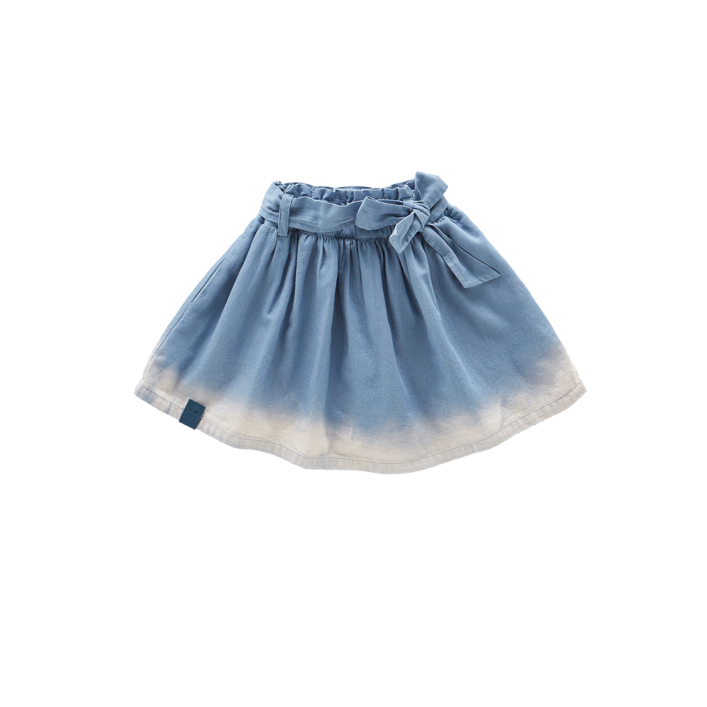 Denim Skirt with Belt | Light Blue