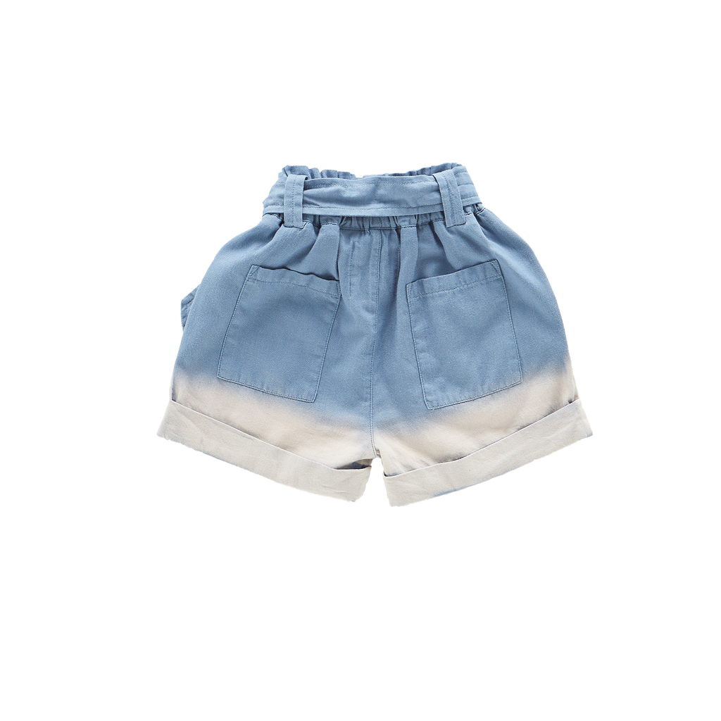 Girls Denim Shorts with Belt | Light Blue