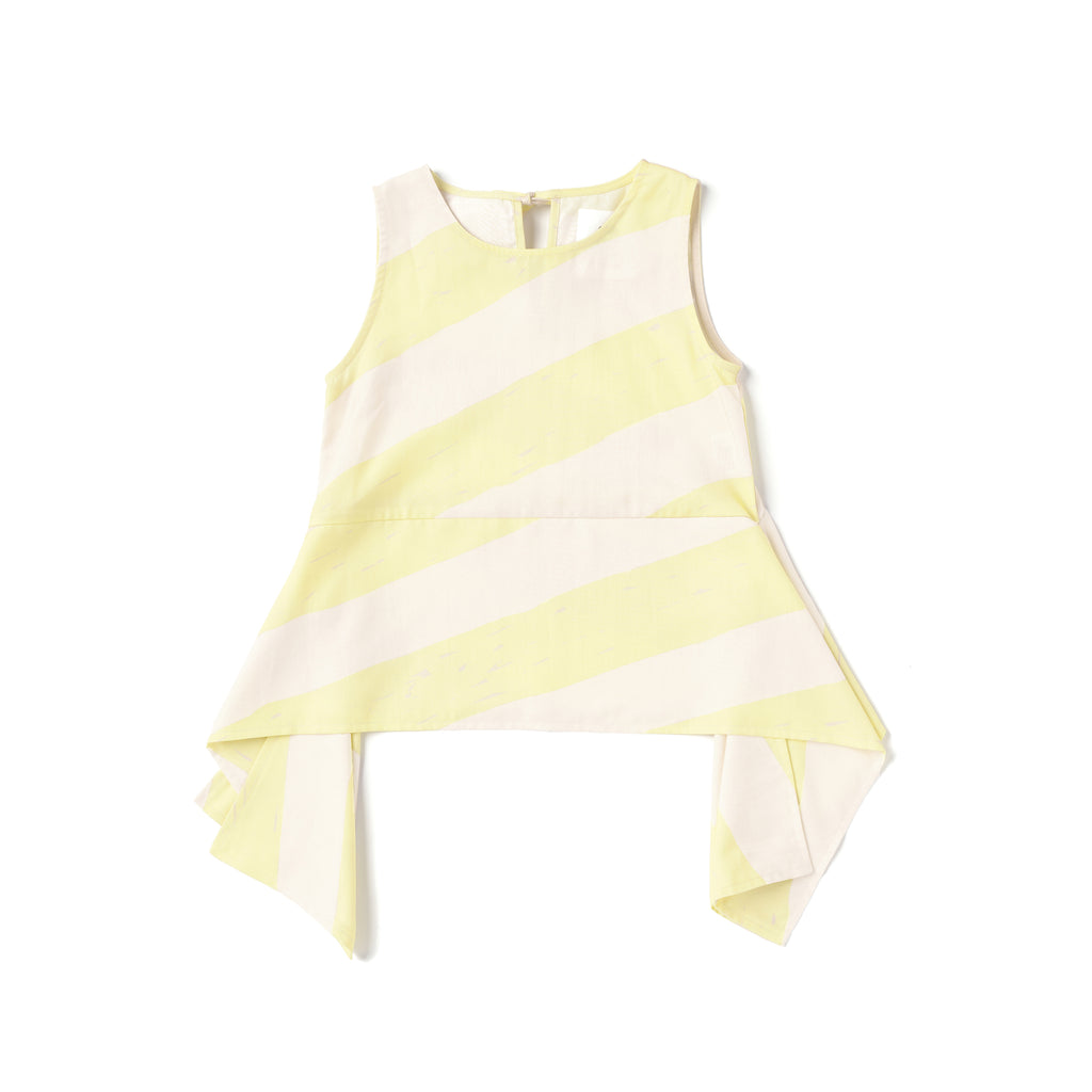 Girls Sleeveless Peplum Top with Side Tails | Yellow