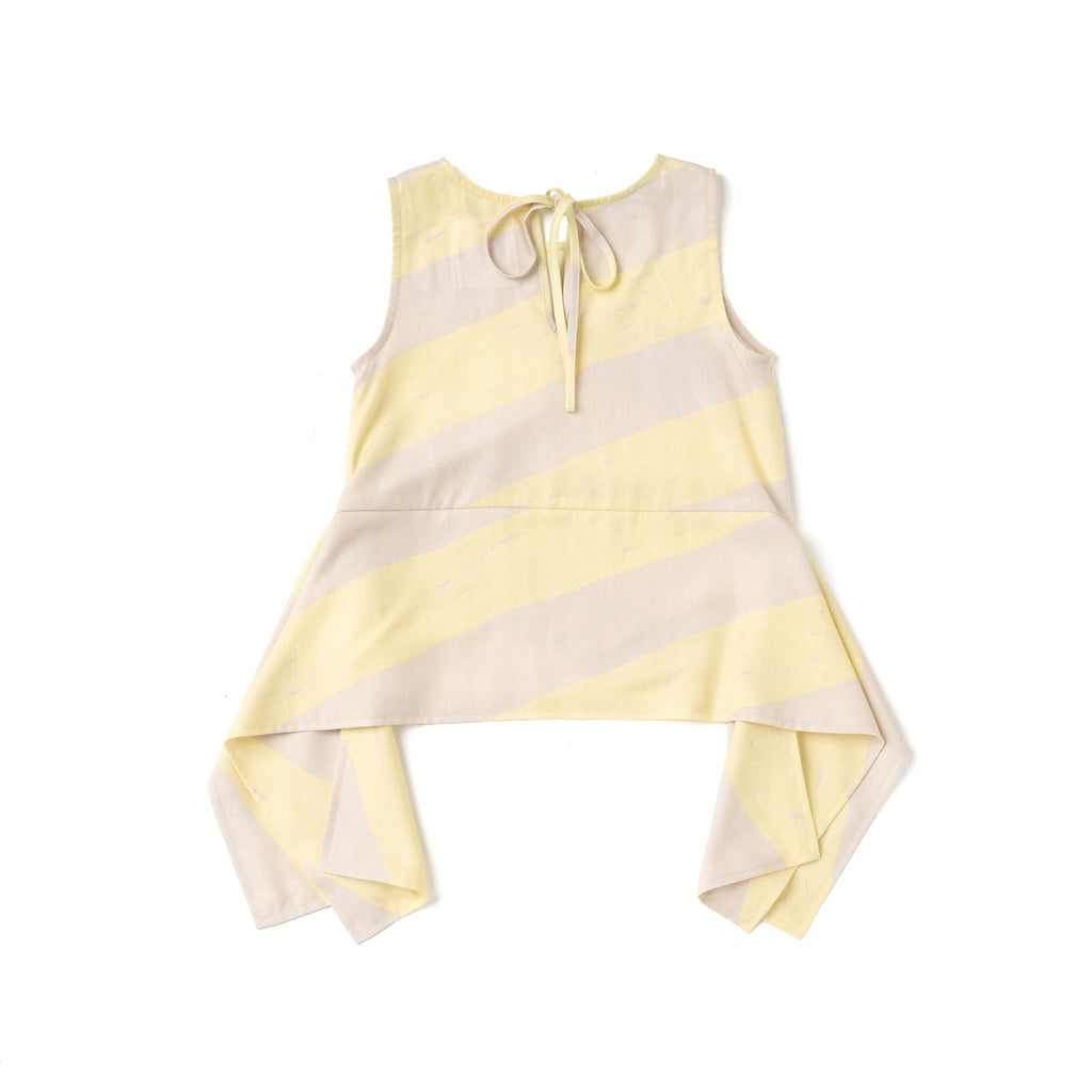 Girls Sleeveless Peplum Top with Side Tails | Yellow