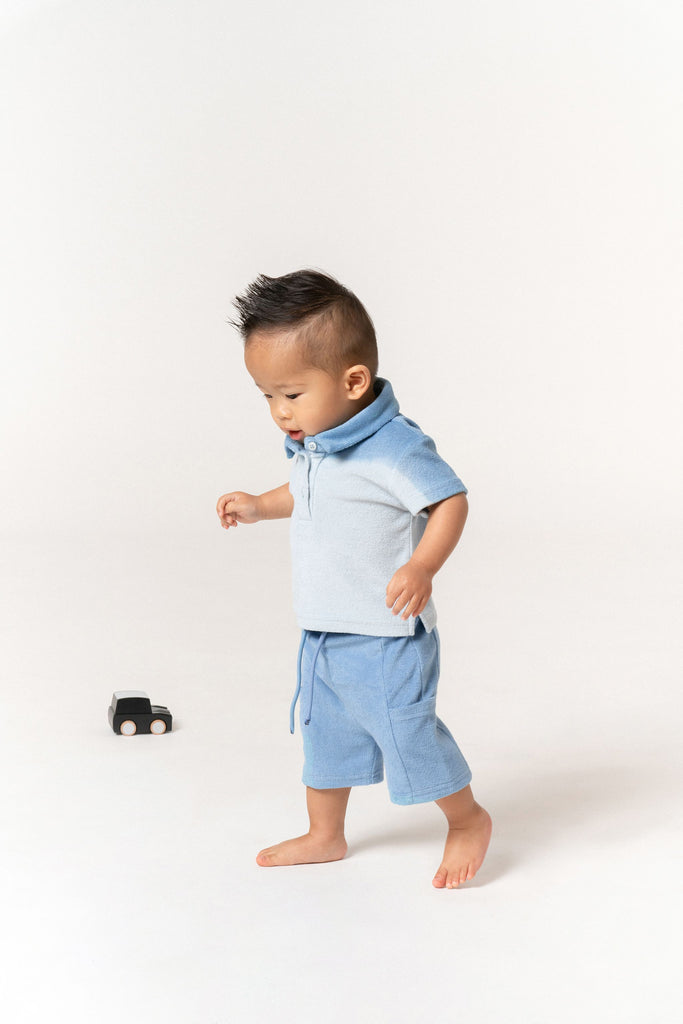 Baby Polo Shirt in Terry | Blue Ombre