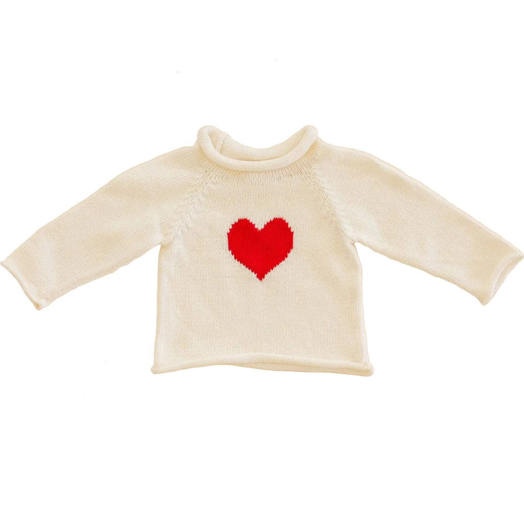 Baby and Kids Heart Pullover Sweater | White