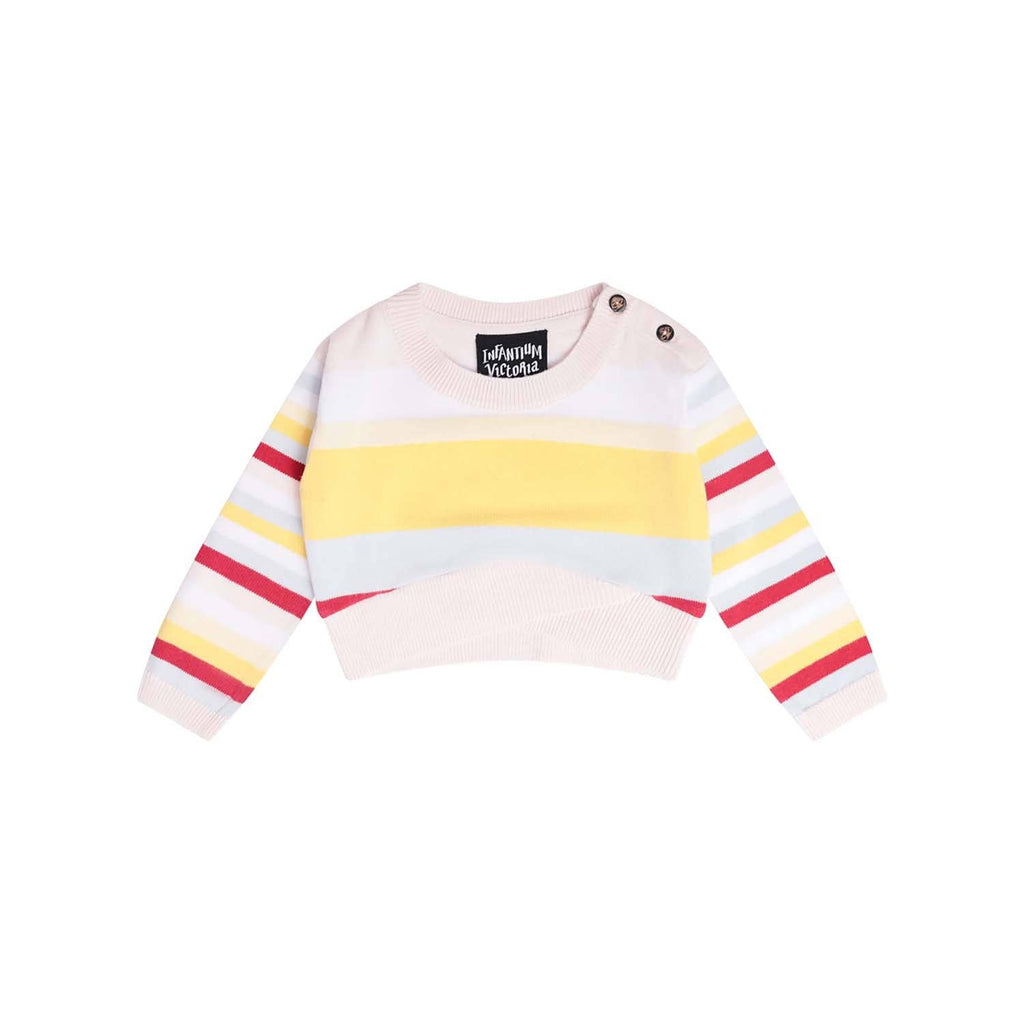 Baby and Toddler Light Knit Cotton Sweater | Pastel Stripes