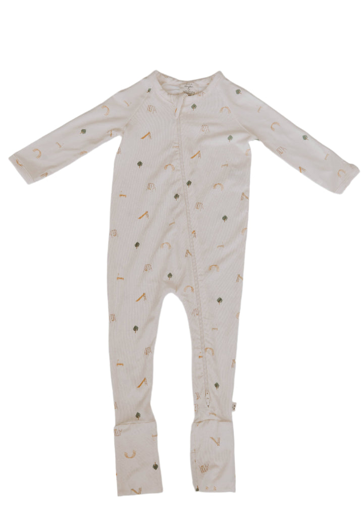 Baby Tencel Lyocell Footy Pajamas with Playground Print | Cream