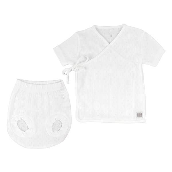 Baby 100% Cotton Short Sleeve Set | Organic White