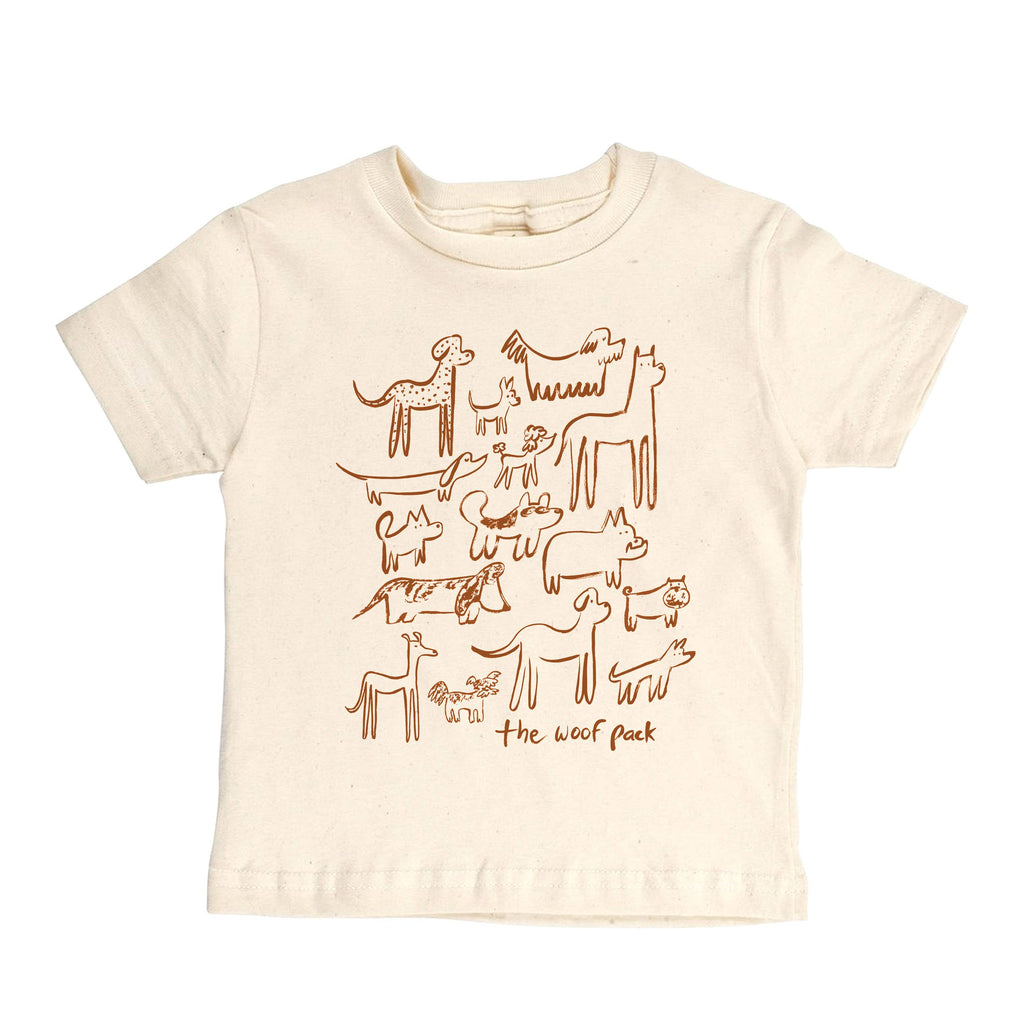 Woof Pack T-Shirt | Natural w/ Brown
