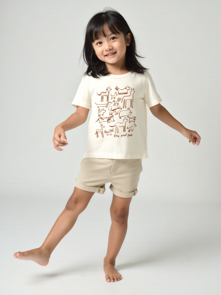 Woof Pack T-Shirt | Natural w/ Brown