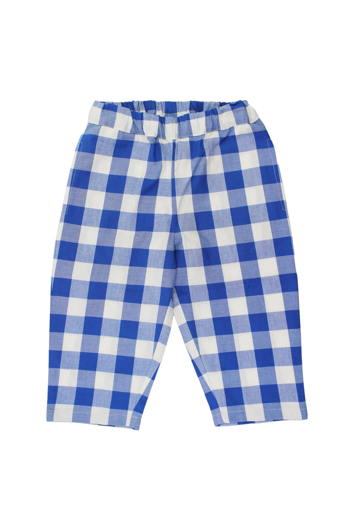 Baby and Toddler Organic Woven Trousers | Blue Gingham