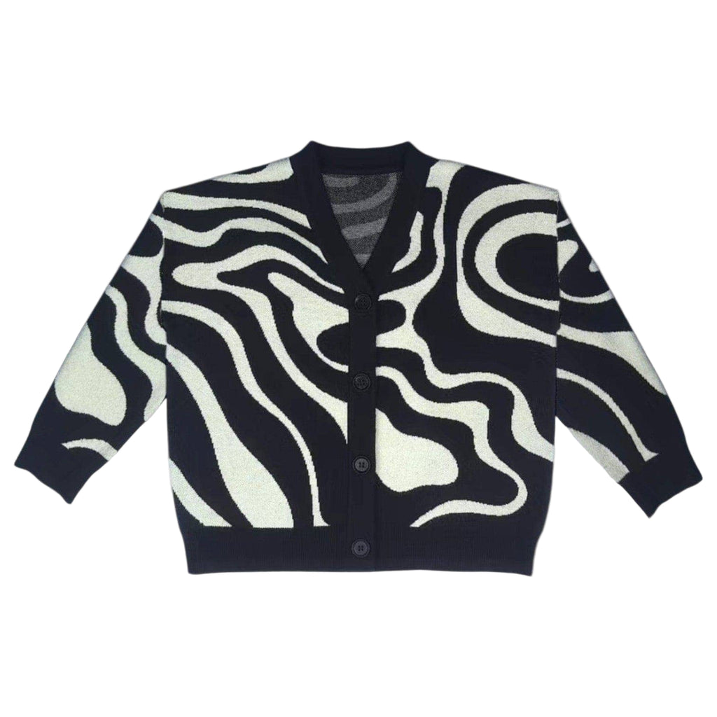 Kids Cardigan Trippy Tide | Black and White
