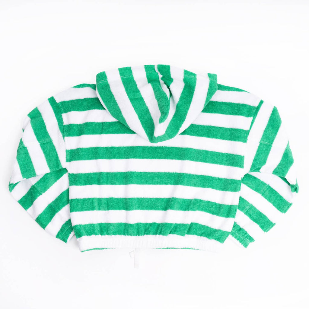 Kids Stripe Terry Hoodie | Green