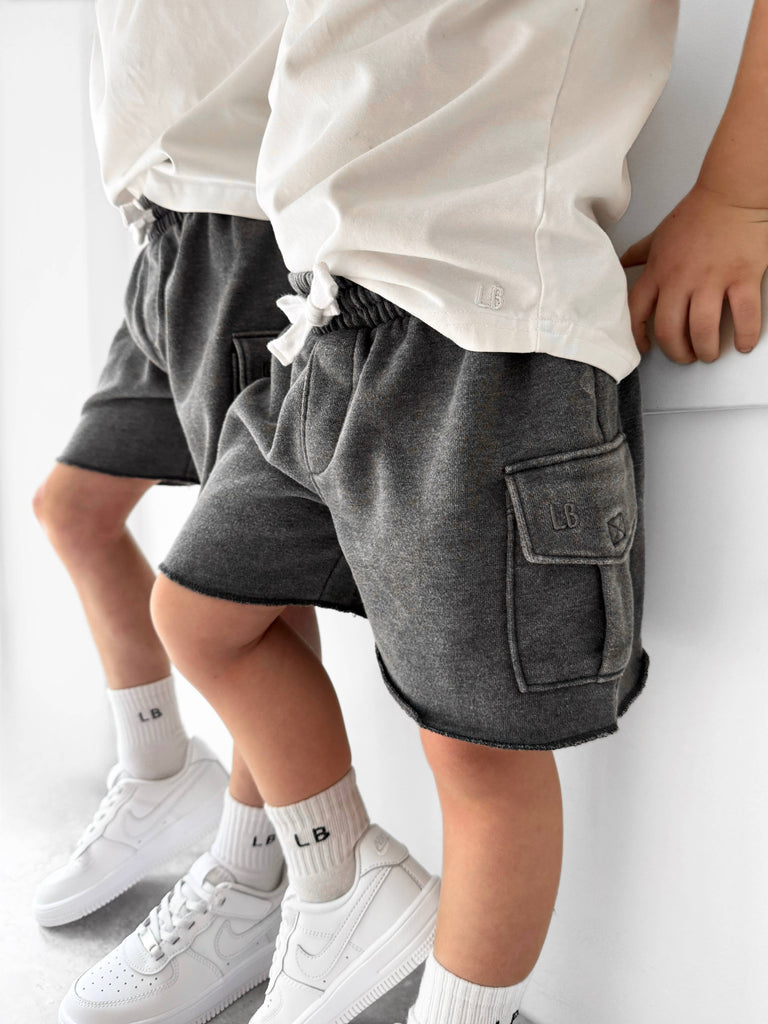 Raw Edge Cargo Short | Charcoal Wash