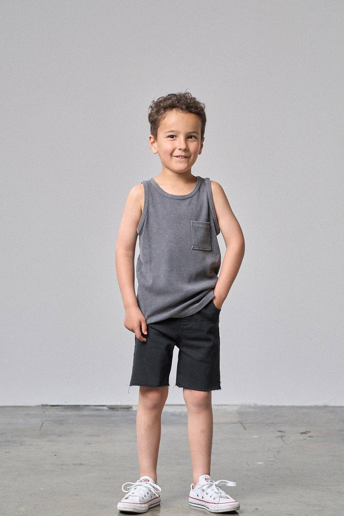 Acid Wash Ribbed Tank | Black