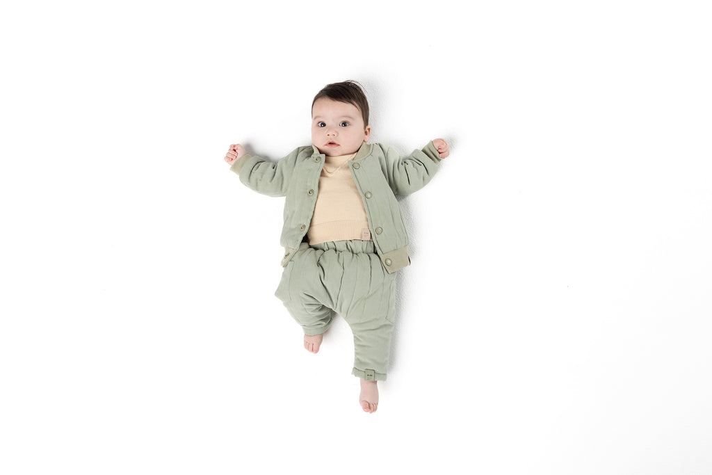 Baby Poplin Quilted Bomber Jacket - Mint l OM721