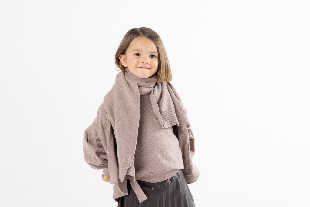 Kids Turtleneck Dickey in Taupe Brushed Knit l OM680