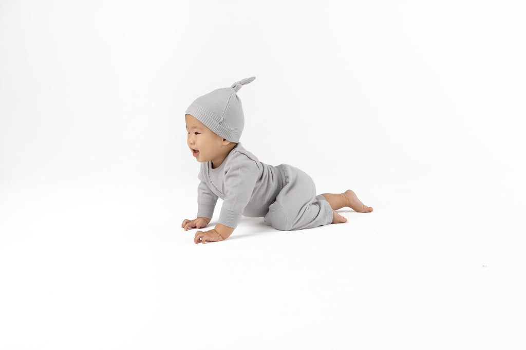 Baby Harem Pants in Brushed Knit - Light Grey l OM715