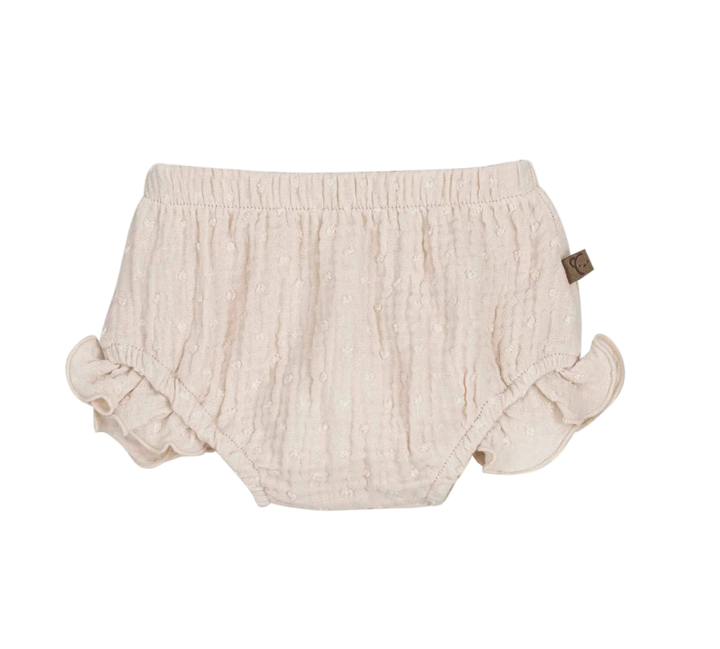 Baby Swiss Dot Ruffled Bloomers | Beige