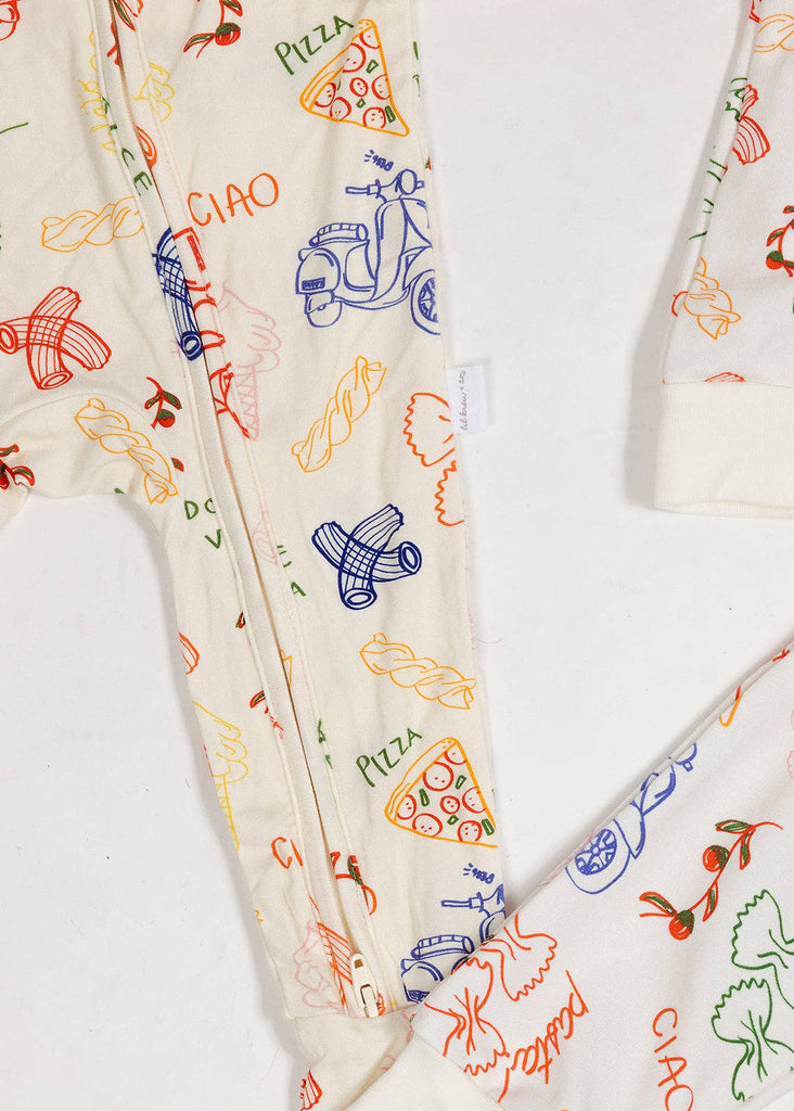 Baby Amore Bamboo Zip PJs | White with Pattern